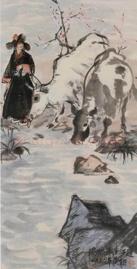 黄胄 《饮牛图》 书画作品