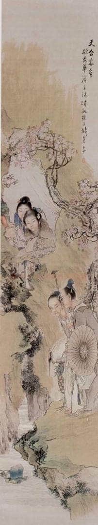  钱慧安 《人物屏-天壹春色》 书画作品