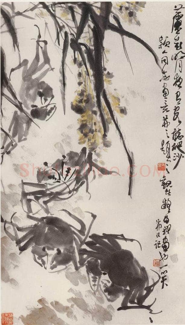 约70年代 朱颖人 《芦花明月夜有客听爬沙》 书画作品