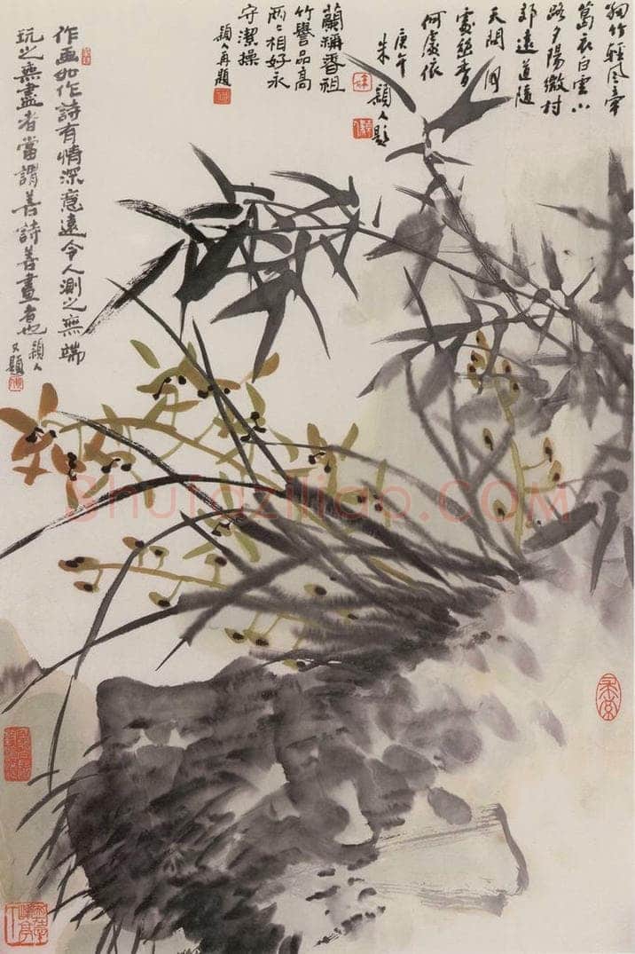 1990年 朱颖人 《细竹清风》 书画作品