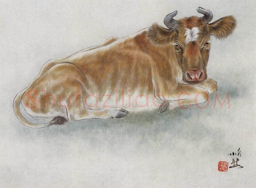 2004年 段忻然 《生肖系列作品：牛》 书画作品