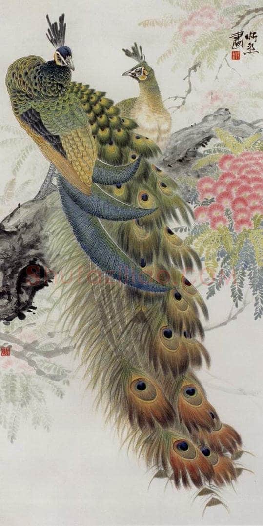 1987年 段忻然 《孔雀》 书画作品