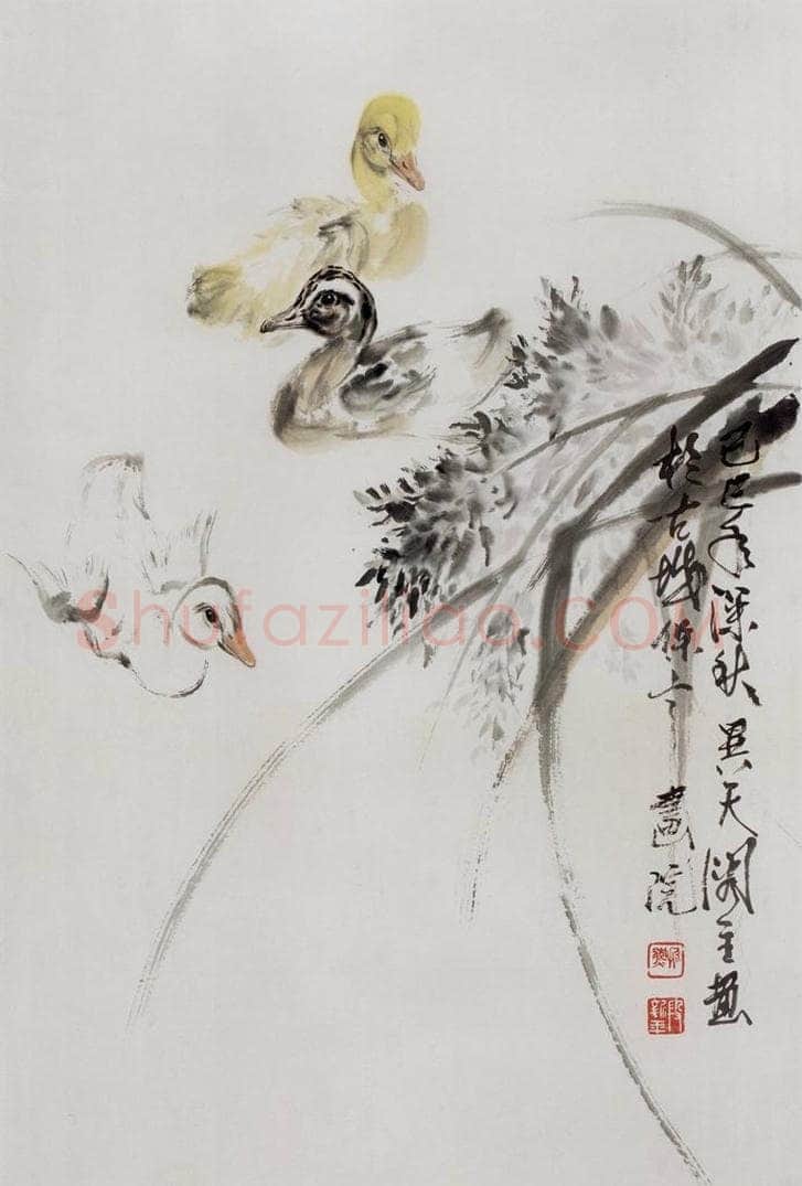 1989年 段忻然 《戏水》 书画作品