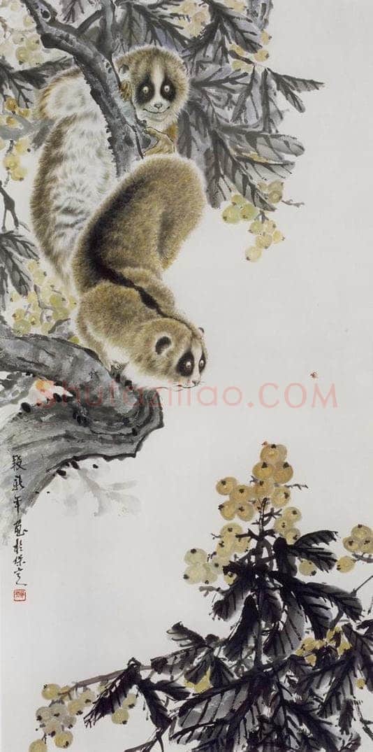 1977年 段忻然 《懒猴》 书画作品