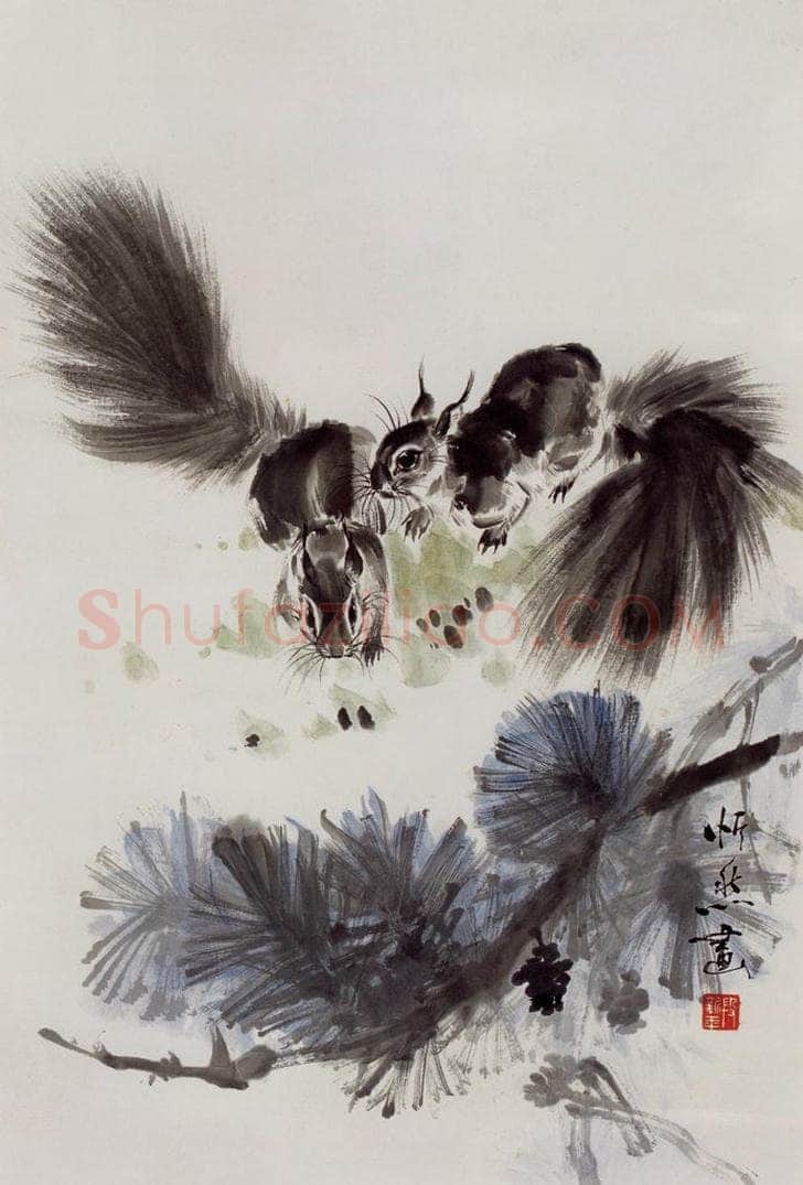 1980年 段忻然 《松鼠》 书画作品