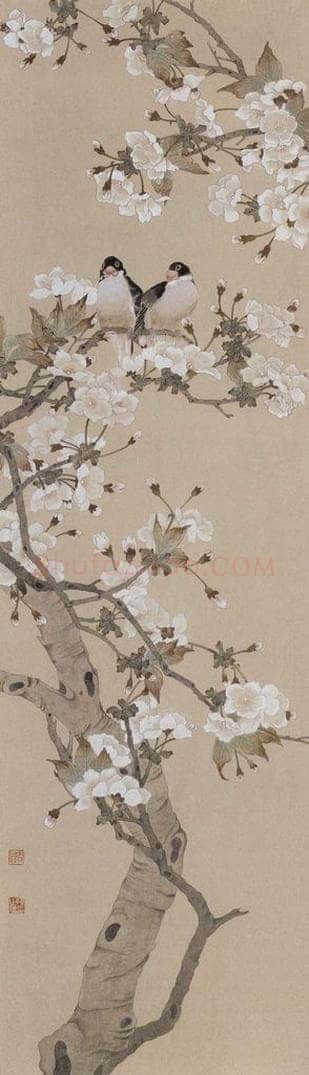 1959年 陈之佛 《樱花小鸟》 书画作品