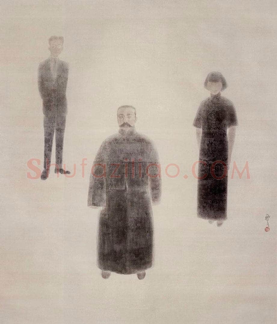 1984年 胡伟 《李大钊·瞿秋白·萧红》 书画作品