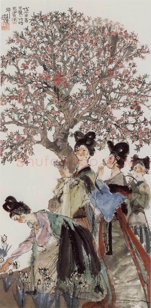 1978年 程十发 《丽人行》 书画作品