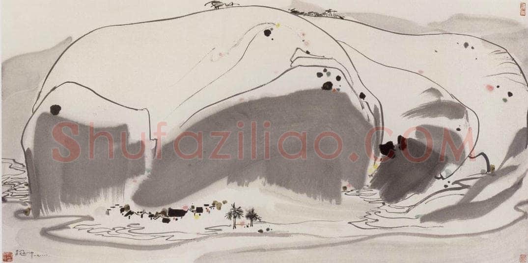 1988年 吴冠中 《武夷山村》 书画作品
