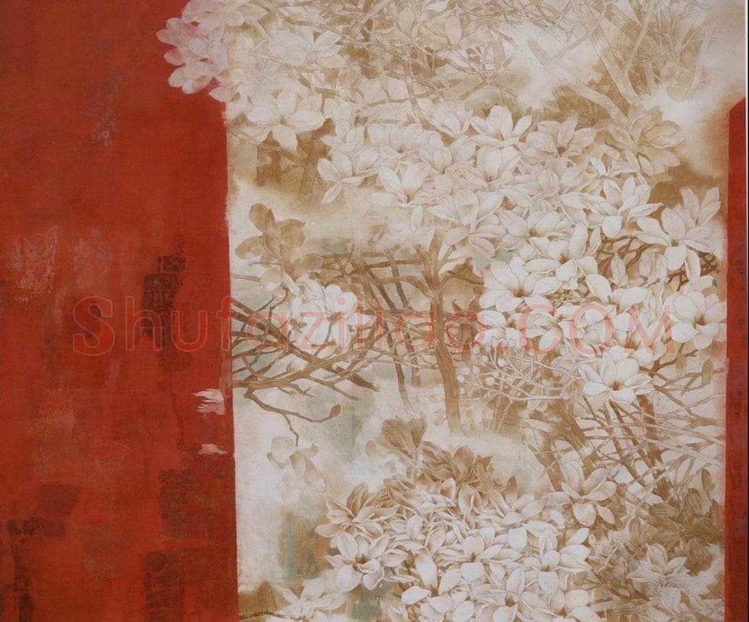 2001年 莫晓松 《春到红墙》 书画作品