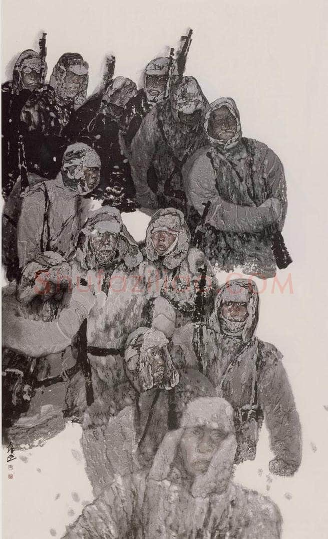 2003年 袁武 《抗联组画-生存》 书画作品