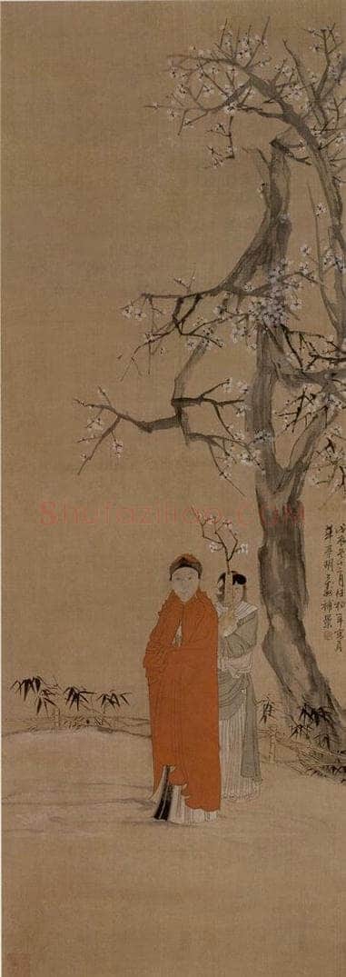 1868年 任伯年 《折梅图》 书画作品