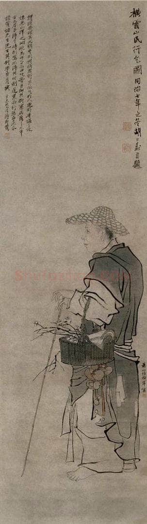 1868年 任伯年 《横云山民行乞图》 书画作品