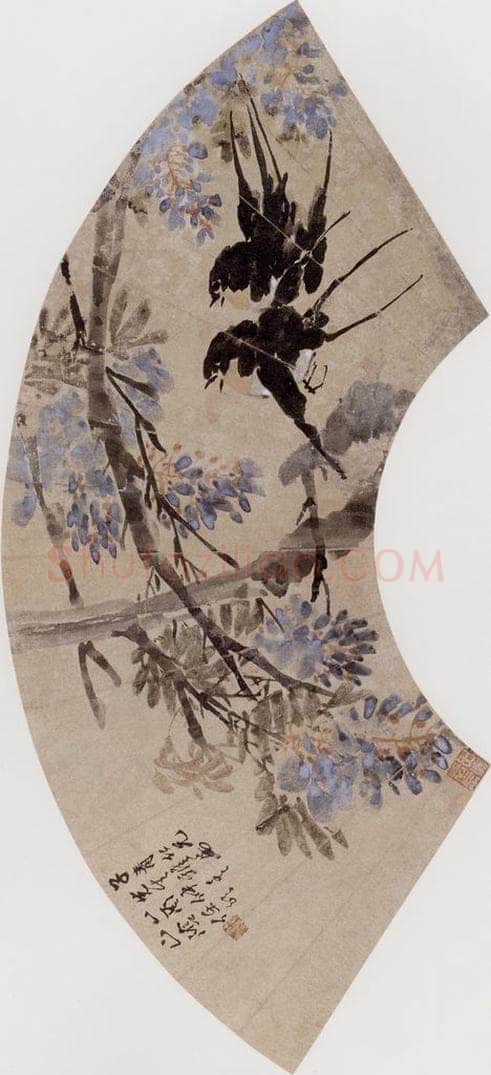 1885年 任伯年 《花鸟人物集锦册十二开》 书画作品
