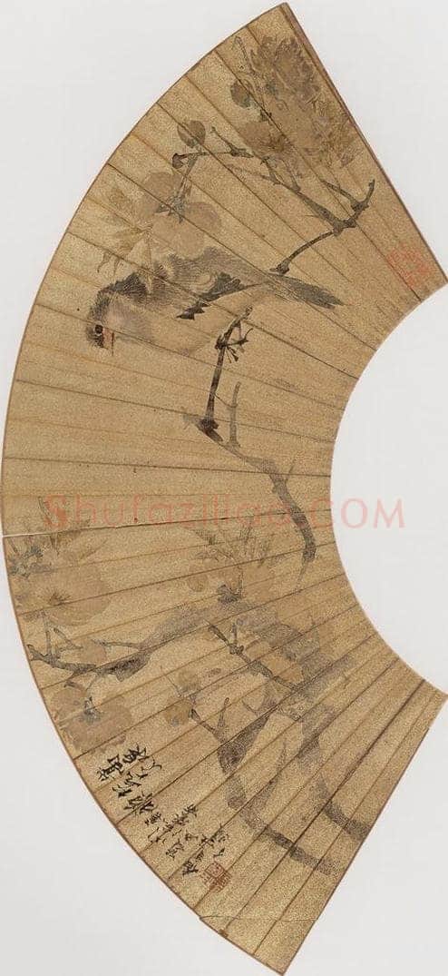 1873年 任伯年 《花鸟人物扇面册四开》 书画作品