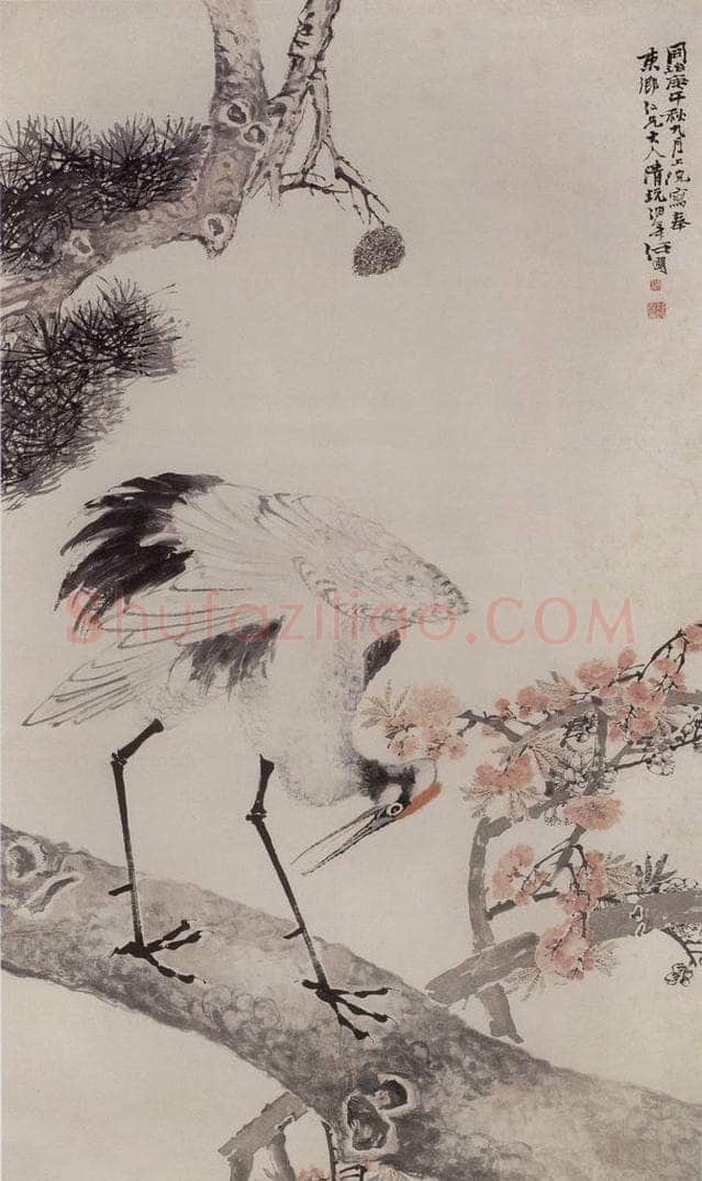 1870年 任伯年 《松鹤图》 书画作品