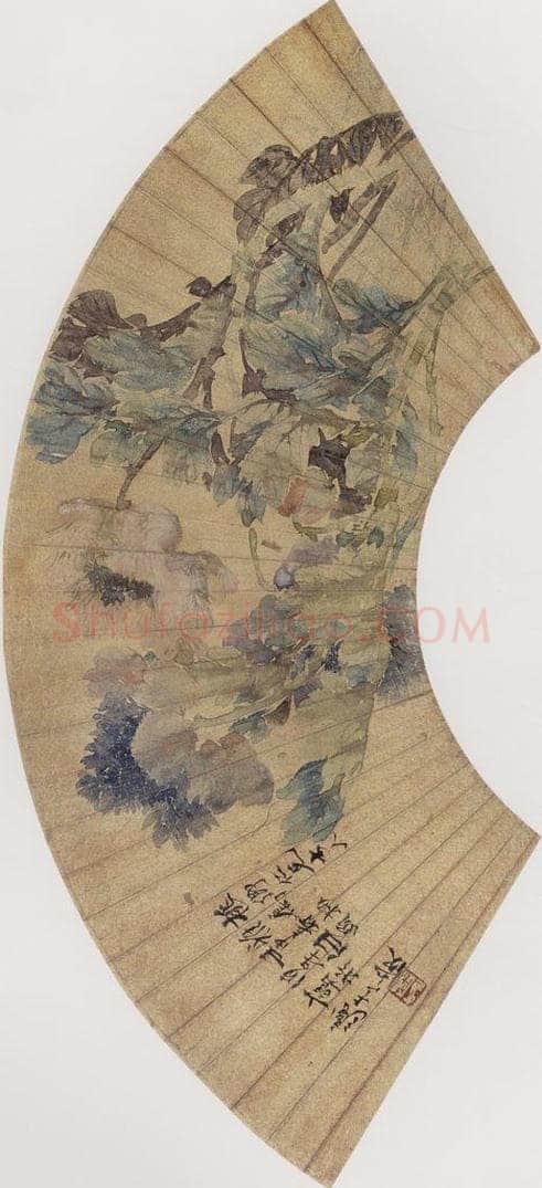 1872年 任伯年 《芙蓉》 书画作品