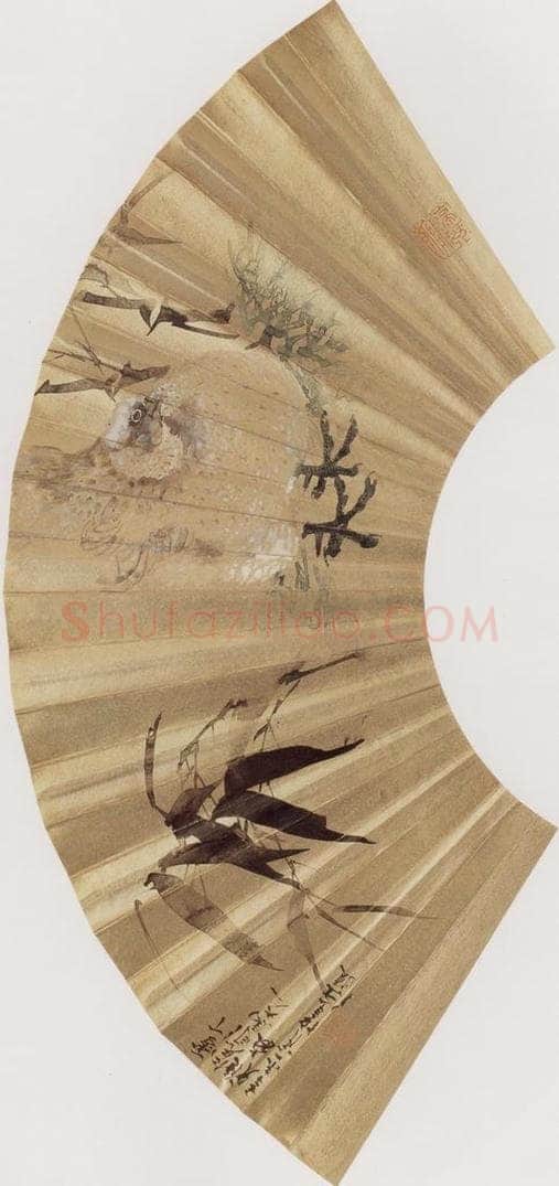 1871年 任伯年 《竹鸡图》 书画作品