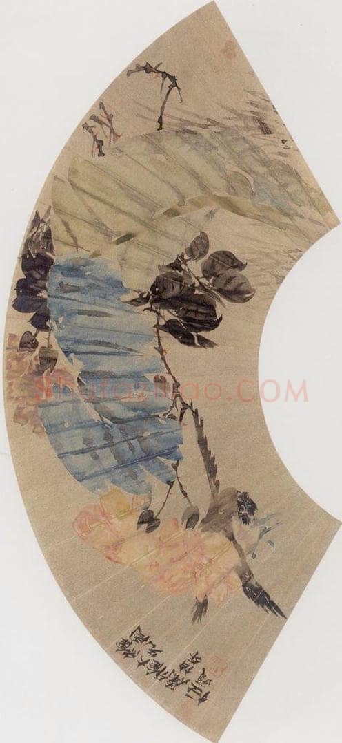 约19世纪70年代中期 任伯年 《花阴飞禽》 书画作品