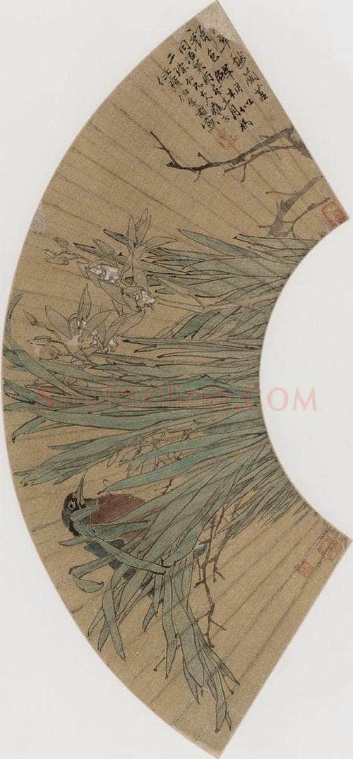 1873年 任伯年 《花鸟图》 书画作品