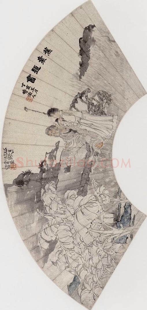 约19世纪70年代初期 任伯年 《蕉叶题书》 书画作品