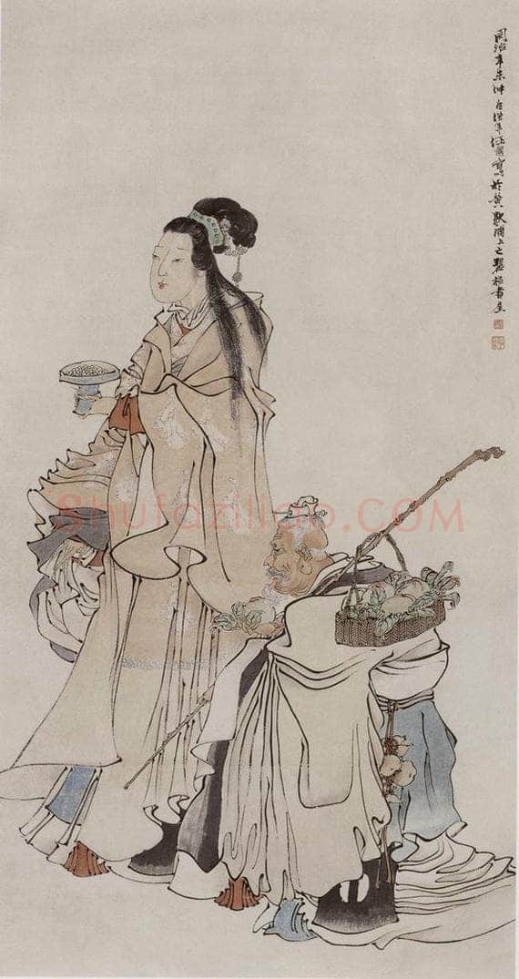 1871年 任伯年 《庆寿图》 书画作品