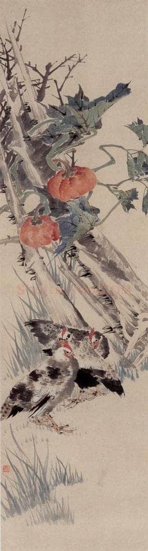 1872年 任伯年 《花鸟四条屏》 书画作品