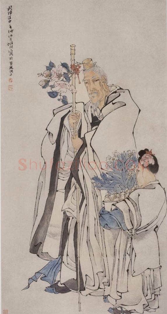 1872年 任伯年 《献瑞图》 书画作品