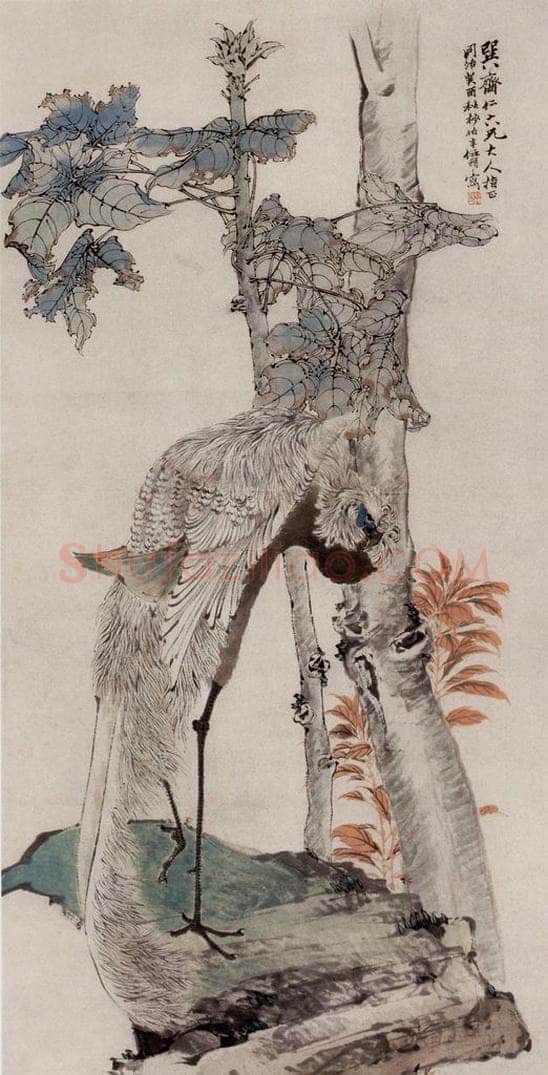 1873年 任伯年 《有凤来仪图》 书画作品