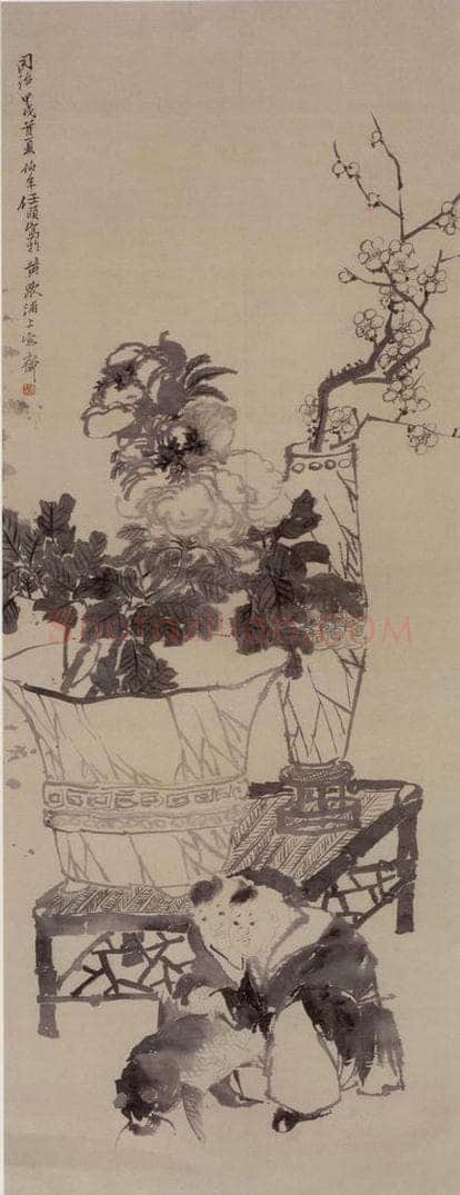 1874年 任伯年 《富贵有余图》 书画作品