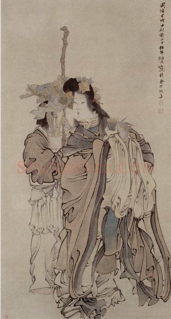 1874年 任伯年 《女仙图》 书画作品