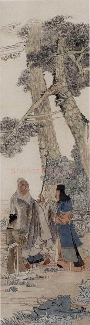 1867年 任伯年 《松下问道图》 书画作品