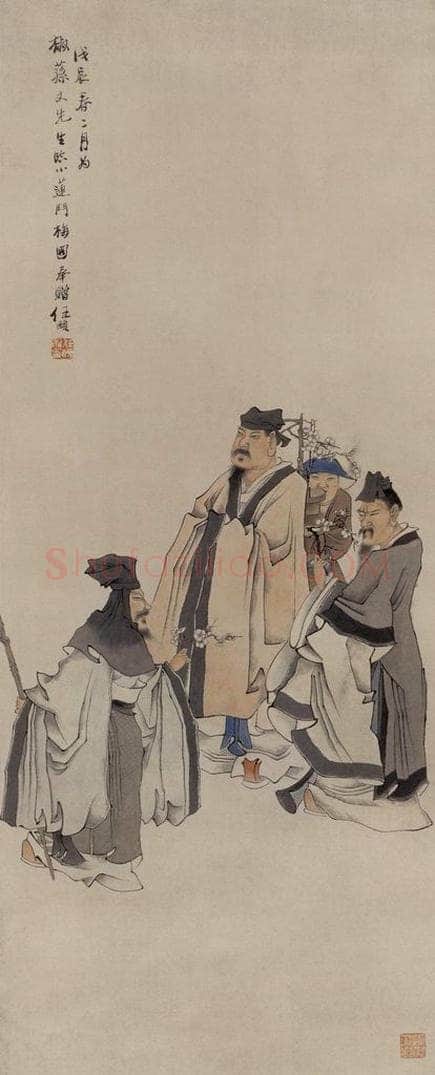 1868年 任伯年 《斗梅图》 书画作品