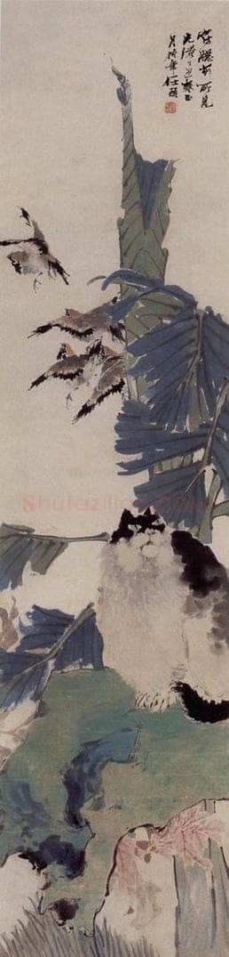 1877年 任伯年 《花鸟四屏》 书画作品