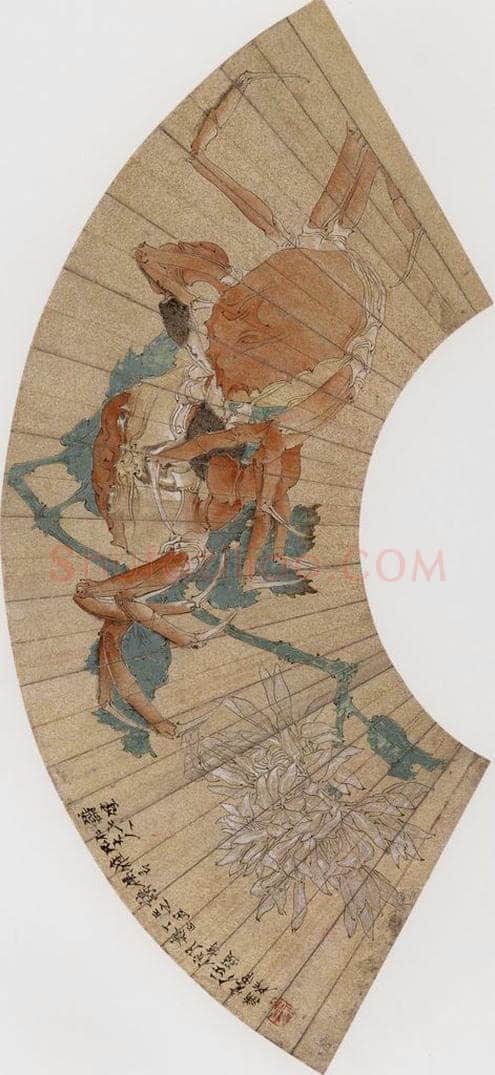 1877年 任伯年 《菊蟹图》 书画作品