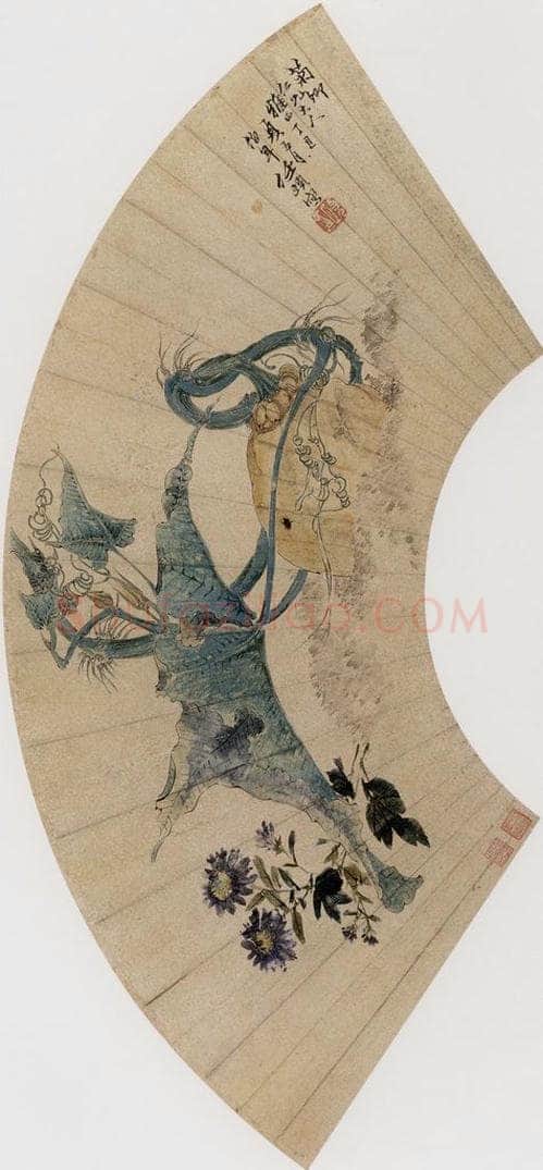 1877年 任伯年 《野菊甜瓜》 书画作品