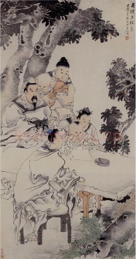 1877年 任伯年 《丹桂五芳》 书画作品