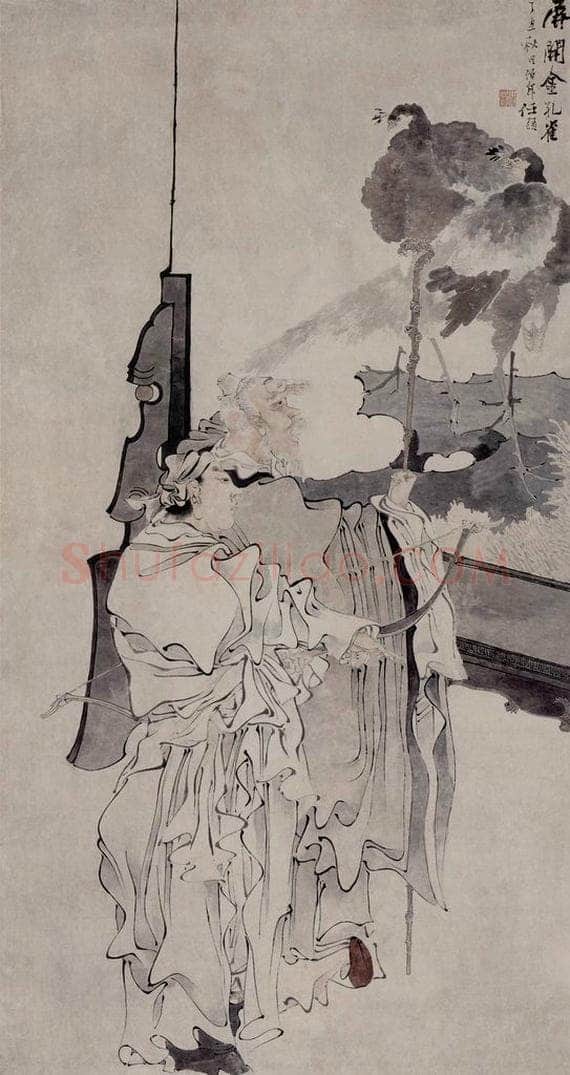 1877年 任伯年 《人物故事四条屏》 书画作品