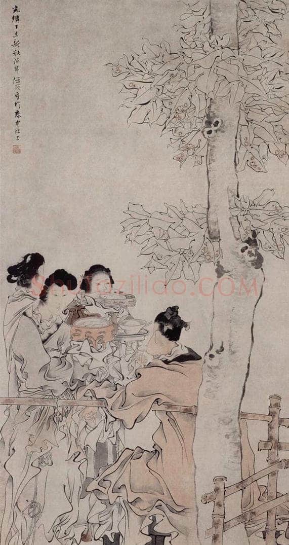 1877年 任伯年 《人物故事四条屏》 书画作品