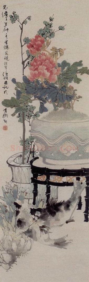 1877年 任伯年 《岁朝图》 书画作品