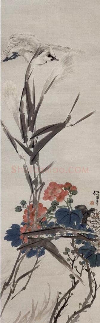约19世纪70年代中期 任伯年 《寒塘归鹭图》 书画作品