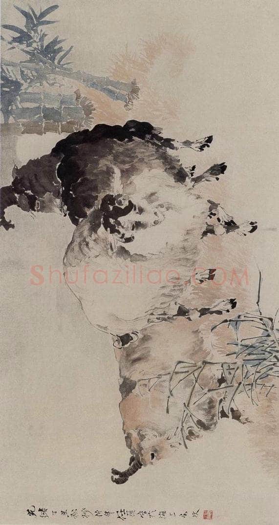 1877年 任伯年 《三羊图》 书画作品