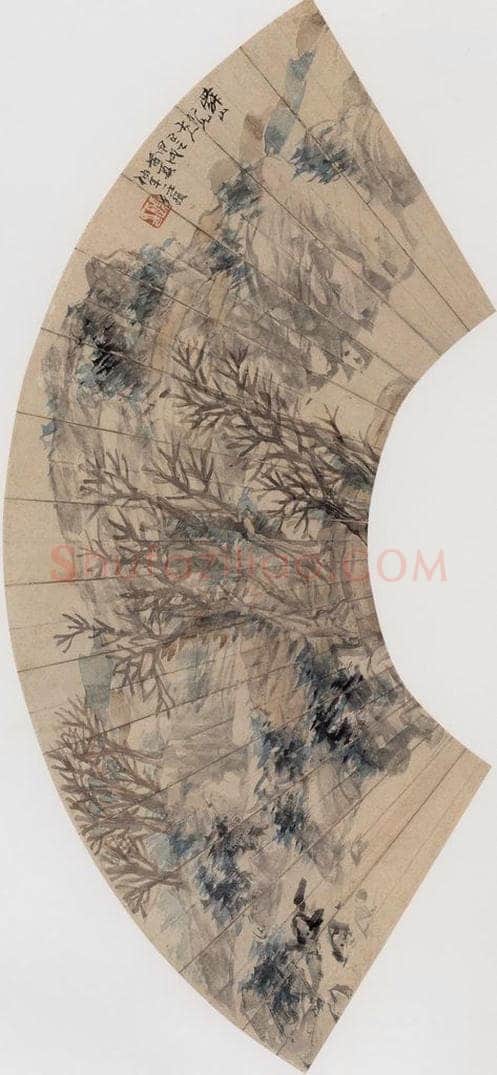 1874年 任伯年 《山水》 书画作品