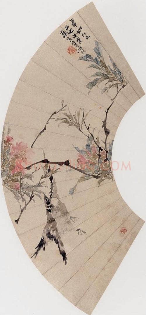 1878年 任伯年 《鸣春图》 书画作品