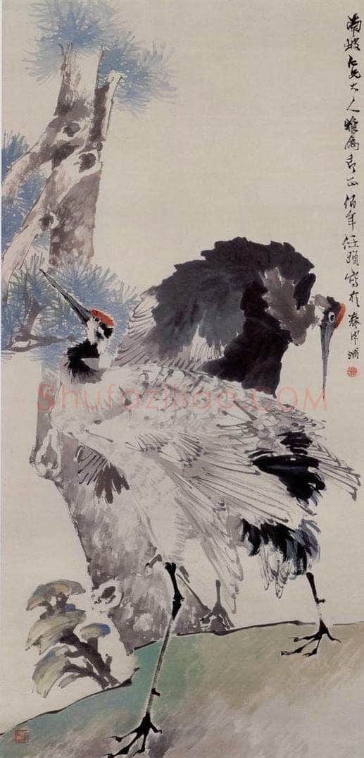 约19世纪70年代末期 任伯年 《松鹤延年图》 书画作品