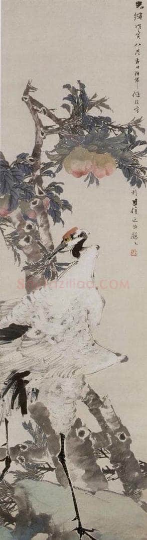 1878年 任伯年 《鹤寿图》 书画作品