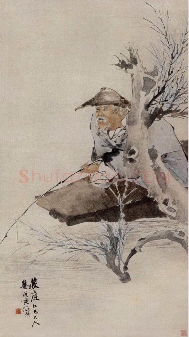 1878年 任伯年 《春江渔父图》 书画作品