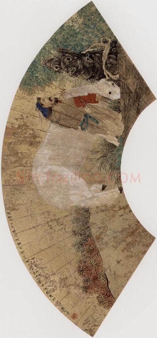 1879年 任伯年 《人物花鸟册八开》 书画作品