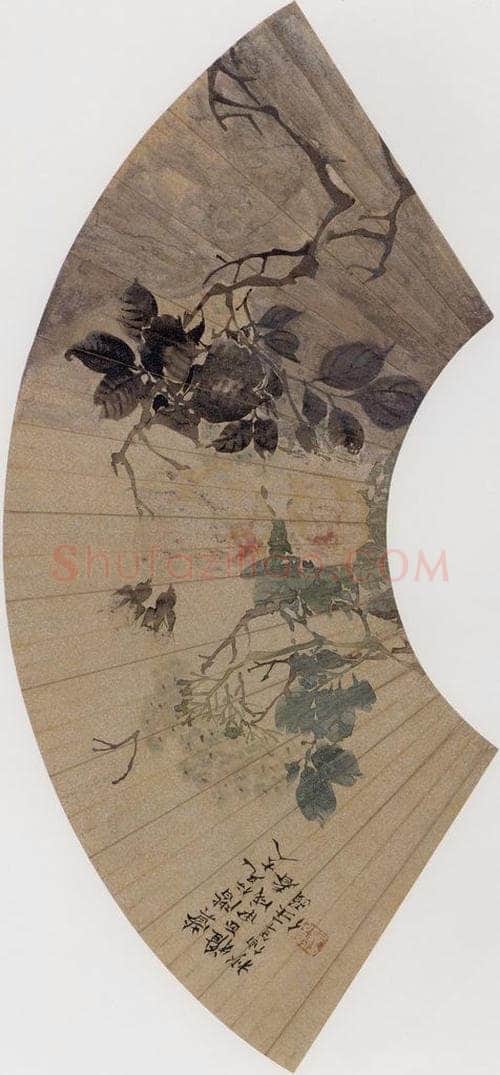 1874年 任伯年 《蔷薇图》 书画作品