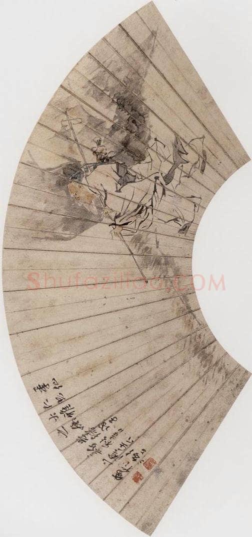 1888年 任伯年 《人物花鸟册八开》 书画作品